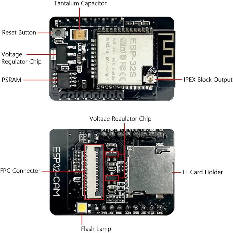 Hosyond لوحة تطوير لاسلكية WiFi + Bluetooth ESP32-CAM 2 قطع مع وحدة كاميرا OV متوافقة مع Arduino - Image 3